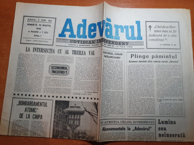 ziarul adevarul 10 martie 1990-articol despre minerii din valea jiului foto