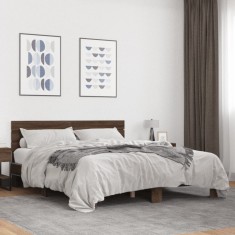 vidaXL Cadru de pat, stejar maro, 160x200 cm, lemn prelucrat și metal 3280141