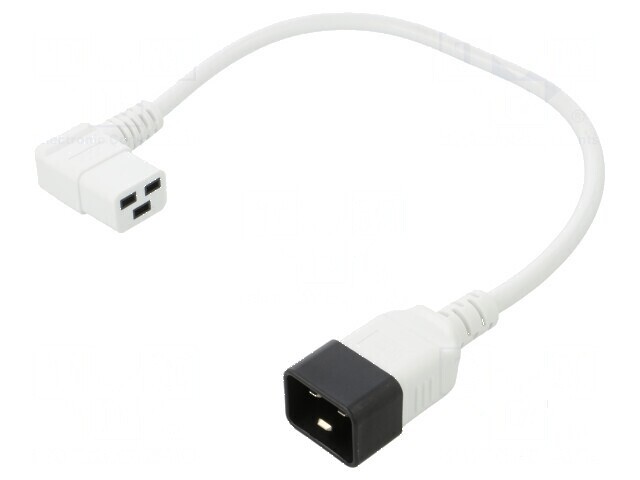 Cablu IEC C19 mamă unghi, IEC C20 tată, 0,5m, 3x1,5mm&sup2; PVC