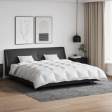 Set Pătură + 2 Perne VidaXL, Umplutură Pene Rață, 240x200 cm, Alb, Bumbac 100%