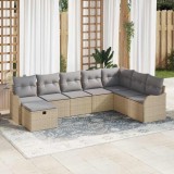 Cumpara ieftin Set de canapele pentru grădină cu pernă 8 pcs Bej Rattan poli