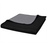 Cuvertura matlasata cu doua fete, negru/gri, 230 x 260 cm