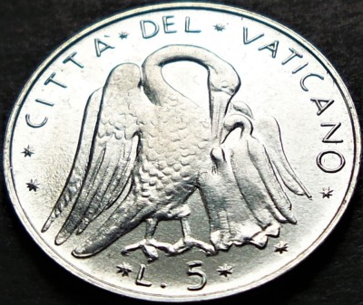 Moneda 5 LIRE - VATICAN, anul 1972 * cod 5280 B = UNC - Papa PAUL al VI-lea foto