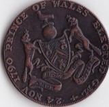 Prince of Wales Elected Masonic Half-Penny Token JETON 1790 XF, Europa