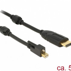 Cablu mini Displayport 1.2 cu suruburi la HDMI T-T 4K Activ 5m, Delock 83732