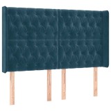 Cumpara ieftin Tablie pat cu urechi albastru inchis 147x16x118/128 cm catifea
