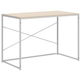 Cumpara ieftin Birou de computer, alb si stejar, 110x60x70 cm, lemn prelucrat