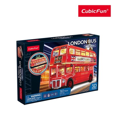 CUBICFUN - PUZZLE 3D LED AUTOBUZ CU ETAJ 161 PIESE foto