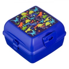 Caserolă Alimente, Model Dinozauri, Albastru, Capacitate 1.3L, Plastic, 2 Compartimente, Microunde Sigur