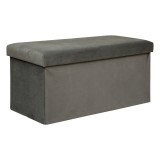 Taburet pliabil Atmosphera Lilou cu spatiu depozitare 80L, 76x38x38 cm, gri Household NewTrend