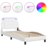 Cumpara ieftin Cadru de pat cu LED fara saltea, Zadar, alb, 90x190 cm
