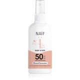 Naif Baby &amp; Kids Mineral Sunscreen SPF 50 spray protector pentru plajă pentru copii 175 ml