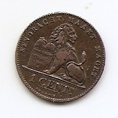 Belgia 1 Centime 1887 - Leopold II (Dutch text) Cupru, 16.5 mm KM-34.1 (2) foto