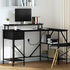 vidaXL Birou cu sertar Stejar negru 120 x 79 x 86.5 cm Lemn compozit