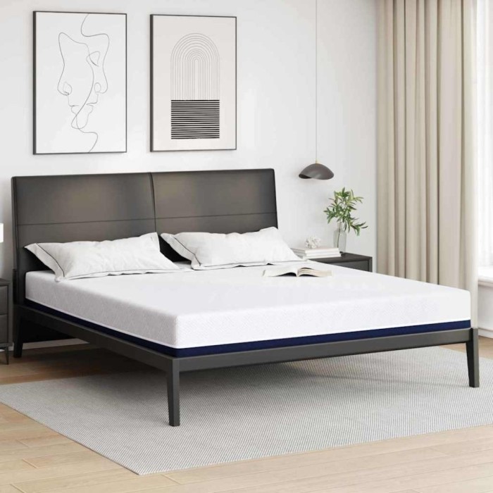 vidaXL Saltea Alb și albastru 180 x 200 cm Spumă cu memorie și gel 4106344