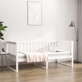 vidaXL Pat de zi fără saltea, alb, 90x200 cm, lemn masiv pin