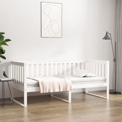 vidaXL Pat de zi fără saltea alb 100x200 cm lemn masiv de pin 820887 foto