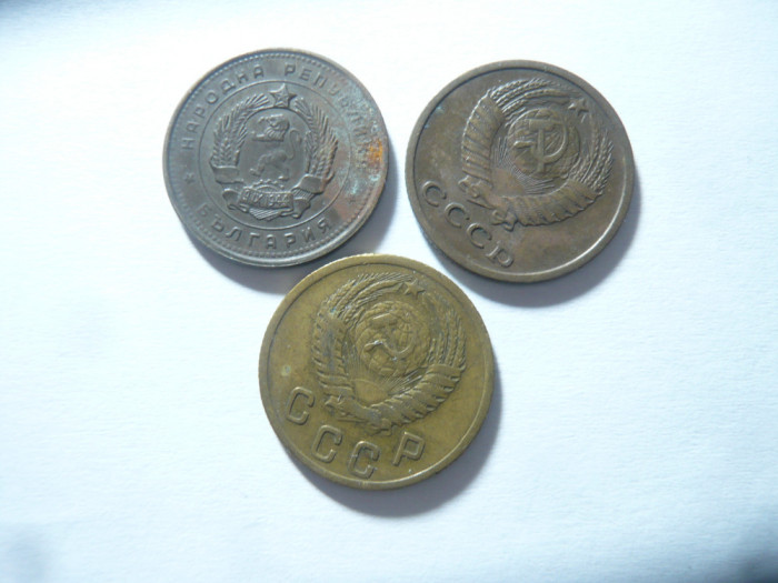 3 Monede 2 Kopeici URSS , 1955 ,1962 si 1968 , cal. buna si f.buna