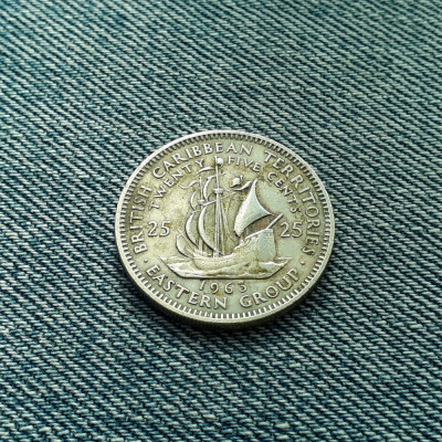 25 Cents 1963 British Caribbean Territories / centi Insulele Caraibe foto