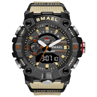 Ceas barbatesc Smael Militar Sport Analog Digital Quartz Crem foto