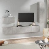 Set dulap TV, 4 piese, gri beton, lemn prelucrat GartenMobel Dekor, vidaXL
