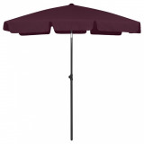 Umbrela Plaja vidaXL, Rosu Bordo, 180x120 cm, Protectie UV, Impermeabila, Rabatabila
