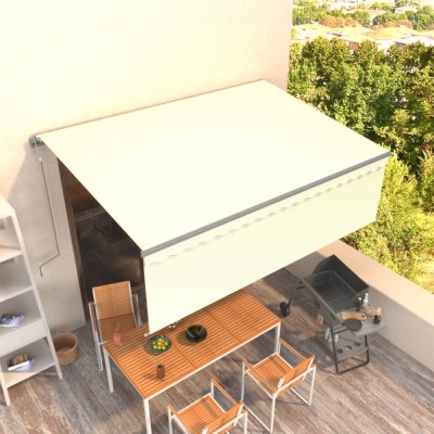 vidaXL Copertină retractabilă automat, cu stor, crem, 4x3 m foto
