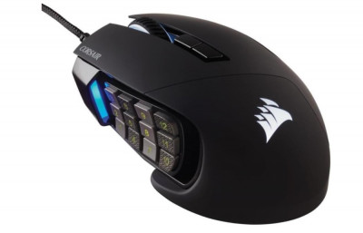 Mouse de gaming MOBA MMO cu fir CORSAIR SCIMITAR RGB ELITE, 18.000 DPI, 17 butoane, Negru - SECOND foto