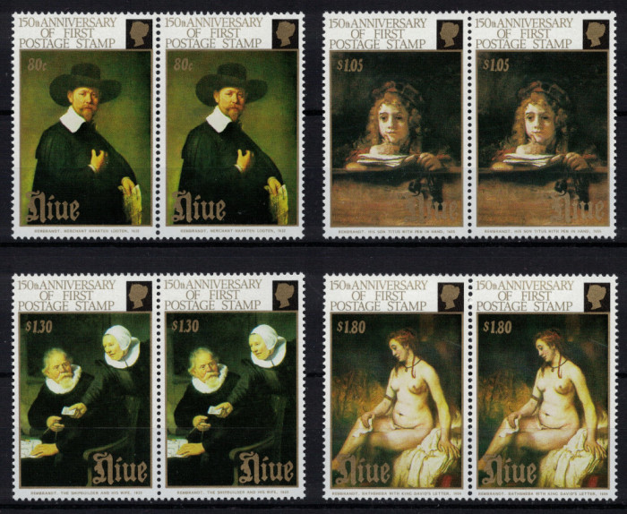 NIUE 1990 - Picturi, Rembrandt, aniv 150 ani Penny Black/ serie completa MNH