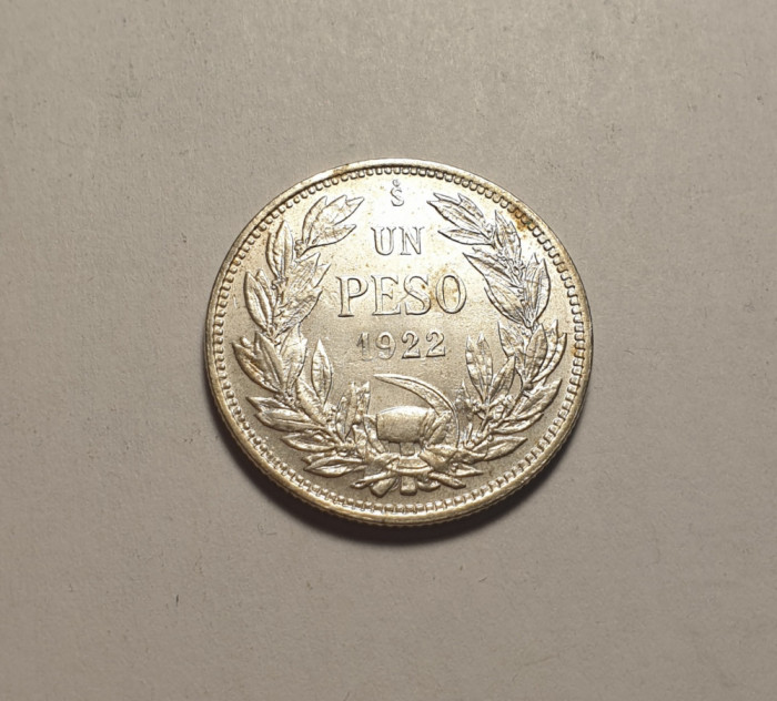 Chile 1 Peso 1922 Aunc Piesa de Colectie