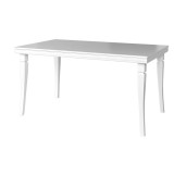 Masa living extensibila VM, Pal melaminat, 8 persoane, 160-203x90x82 cm, Alb Antichizat