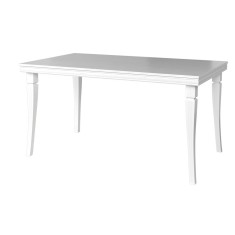 Masa living extensibila VM, Pal melaminat, 8 persoane, 160-203x90x82 cm, Alb Antichizat