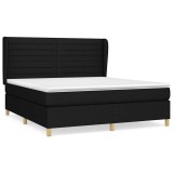 Cumpara ieftin Pat box spring cu saltea, negru, 160x200 cm, textil