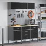 vidaXL Set banc de lucru, 8 piese, negru, oțel