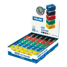 Ascutitoare Simpla Milan, 60 Buc/Set, Plastic, Diferite Culori, Ideala pentru Creioane cu Diametru Mic, Set 60 Ascutitori Colorate, Ascutitoare Clasic