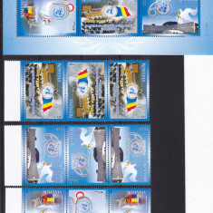 ROMANIA 2005 - EVENIMENTE ONU - BLOC + SERIE IN TRIPTIC TETE-BECHE! LP1697