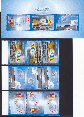 ROMANIA 2005 - EVENIMENTE ONU - BLOC + SERIE IN TRIPTIC TETE-BECHE! LP1697 foto