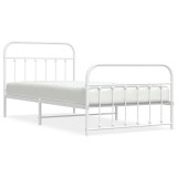 Cumpara ieftin Cadru de pat metalic cu tablie de cap/picioare, alb, 107x203 cm