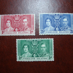 FALKLAND ISLANDS 1937 SERIE INCORONAREA GEORGE VI MH