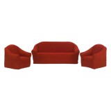 Cumpara ieftin Huse Elastice si Creponate fara Volane, Canapea 3 Persoane + 2 Fotolii, Caramiziu - HEP24
