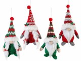 Set 4 figurine Mos Craciun si Craciunita textil multicolor cm 9x7,5x18,5H