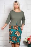 Cumpara ieftin Rochie cu peplum Zena olive - 58Marimea, Yves