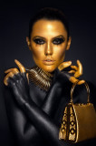 Cumpara ieftin Fototapet autocolant Portert femeie auriu-negru 3, 150 x 205 cm