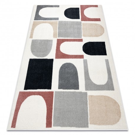 Covor FUSION 0213 alb / roz &icirc;nchis - Geometric, modern, abstract, 180x270 cm