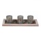 Set Suport Lumanari Craciun, Model Frosty Pietre, Lemn, Capacitate 3 Pahare 5.5x7 cm, Natural