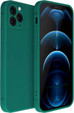 Husa de protectie din silicon pentru Samsung Galaxy S21 FE, SoftTouch, interior microfibra, Verde Inchis, Oem
