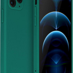 Husa de protectie din silicon pentru Apple iPhone 13 Pro Max, SoftTouch, interior microfibra, Verde Inchis