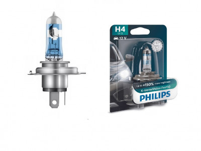 Bec H4 PHILIPS 99ZS314P, 12V; 60/55W; X-tremeVision Pro150; cu pana 150% mai multa lumina; P43t; ECE, 1 buc. foto