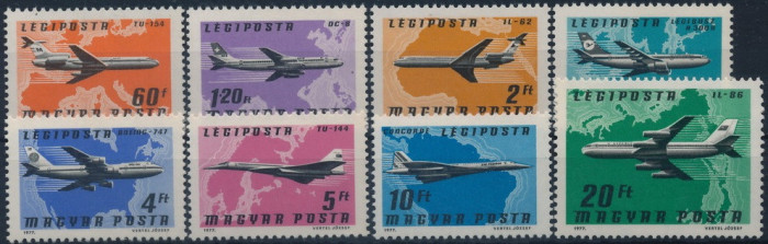 C5338 - Ungaria 1977 - Aviatie 8v.nestampilate MNH