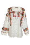 Bluza tip ie dama B23, alb nature/mov royal , marimea L